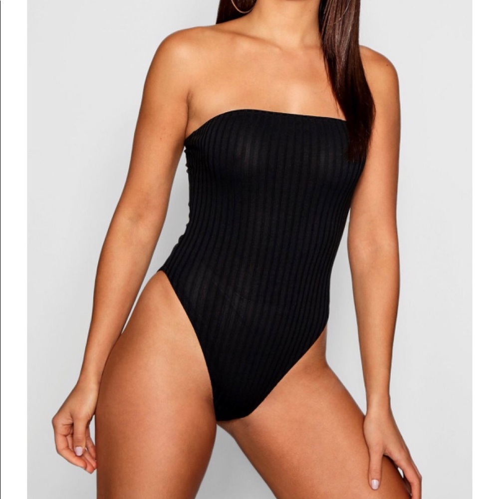 Rib knit bandeau bodysuit